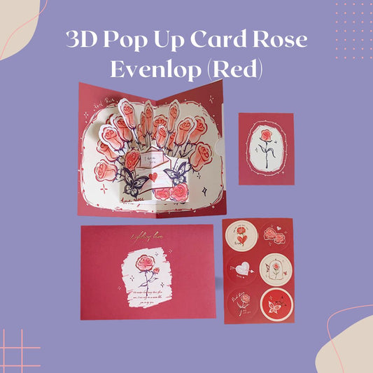 3D Pop Up Rose Card(Red)